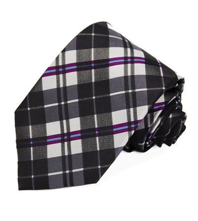 Black and Purple Plaid Silk Tie and Accessories Paul Malone Ties - Paul Malone.com