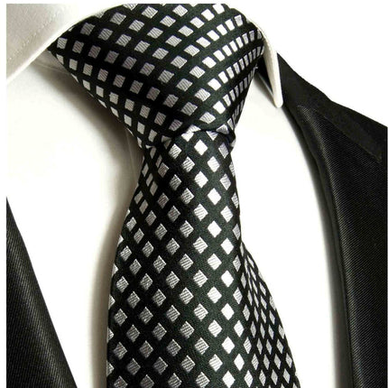 Slim Black and Silk Diamond Silk Tie Paul Malone Ties - Paul Malone.com