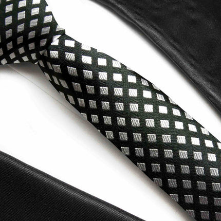 Slim Black and Silk Diamond Silk Tie Paul Malone Ties - Paul Malone.com