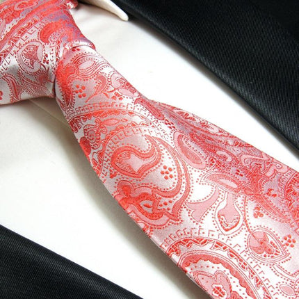 True Red Paisley Silk Necktie Set Paul Malone Ties - Paul Malone.com