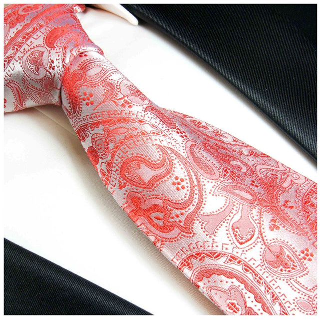 Silk Necktie in Classic Red Paisley Design Paul Malone Ties - Paul Malone.com