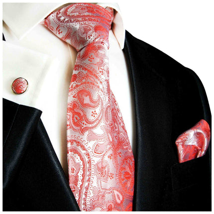 Silk Necktie in Classic Red Paisley Design Paul Malone Ties - Paul Malone.com