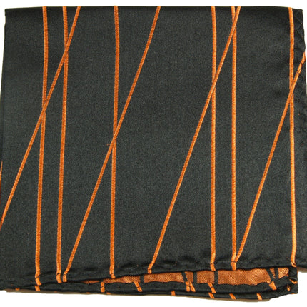Black and Orange Silk Pocket Square Paul Malone Pocket Square - Paul Malone.com