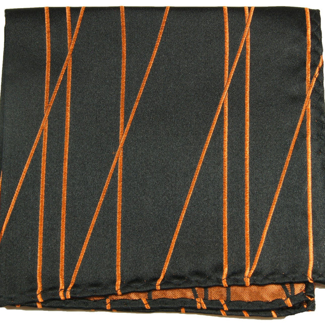 Black and Orange Silk Pocket Square Paul Malone Pocket Square - Paul Malone.com