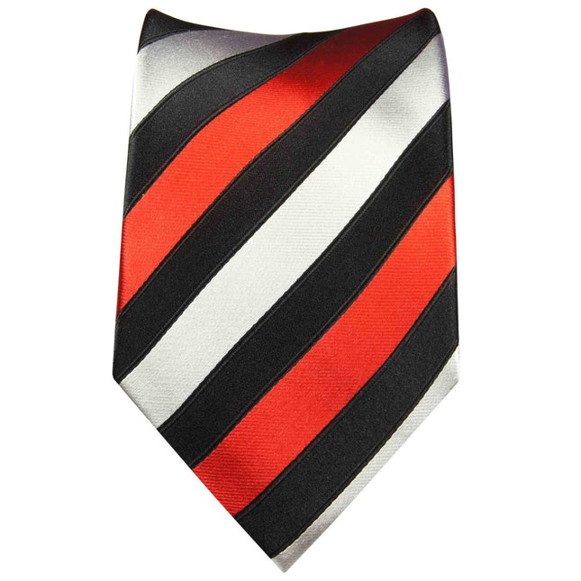 Black, Red and Silver Block Striped Silk Tie and Accessories Paul Malone Ties - Paul Malone.com