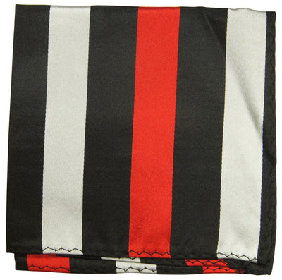 Red, Black and Silver Striped Silk Pocket Square Paul Malone  - Paul Malone.com