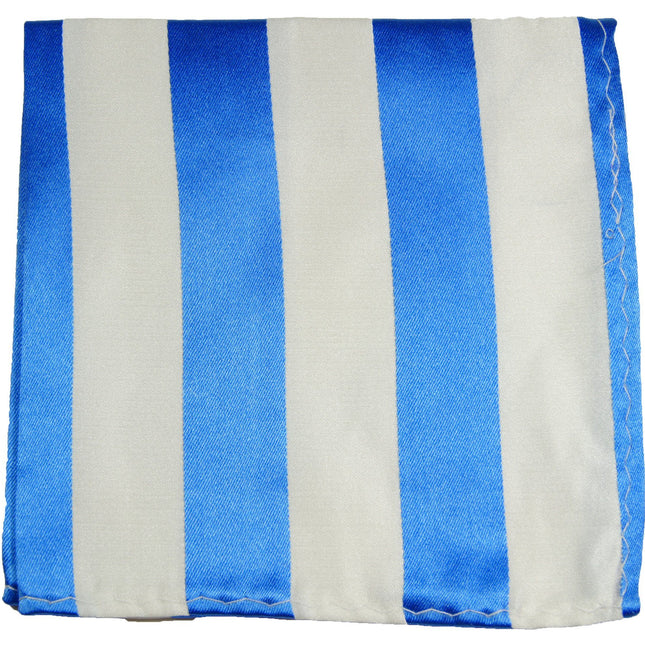 Blue and Silver Striped Silk Pocket Square Paul Malone Pocket Square - Paul Malone.com