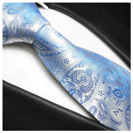 Classic Blue Paisley Silk Men's Slim Tie Paul Malone Ties - Paul Malone.com