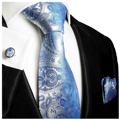 Classic Blue Paisley Silk Men's Slim Tie Paul Malone Ties - Paul Malone.com
