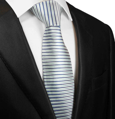 Horizontally Striped Skinny Blue Silk Tie Paul Malone Ties - Paul Malone.com