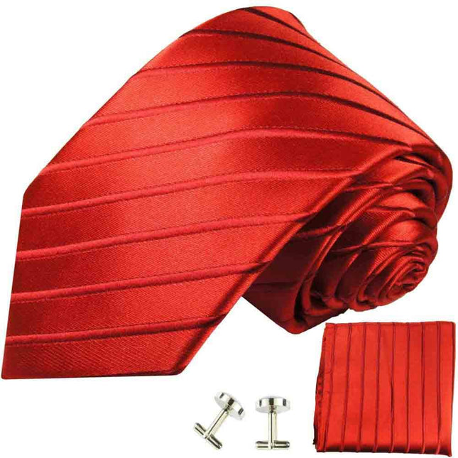 Red Striped Silk Tie with matching Accessories Paul Malone Ties - Paul Malone.com