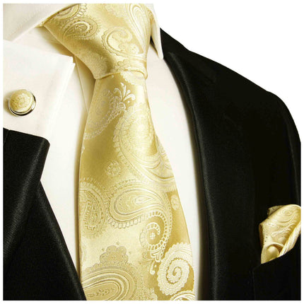 Formal Wedding Necktie in Champagne Paisleys Paul Malone Ties - Paul Malone.com