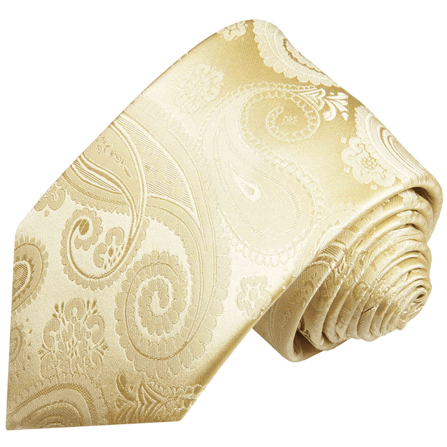Formal Wedding Necktie in Champagne Paisleys Paul Malone Ties - Paul Malone.com