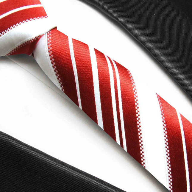 Red and White Striped Paul Malone Silk Boys Tie Paul Malone Ties - Paul Malone.com