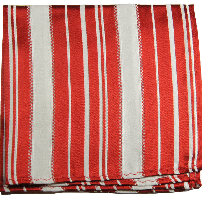 Red and White Striped Silk Pocket Square Paul Malone Pocket Square - Paul Malone.com