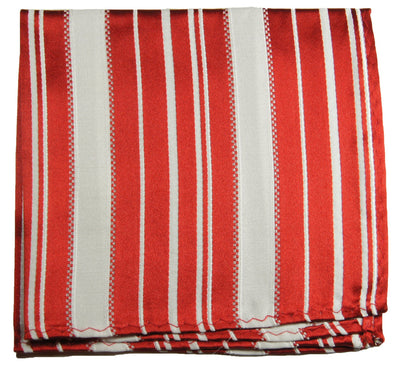 Red and White Striped Silk Pocket Square Paul Malone  - Paul Malone.com