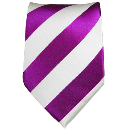 Silk Necktie Set by Paul Malone . Purple and White Stripes Paul Malone Ties - Paul Malone.com