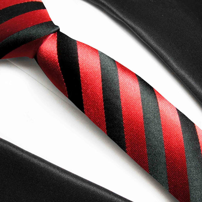 Red and Black Striped Boys Silk Tie Paul Malone Ties - Paul Malone.com