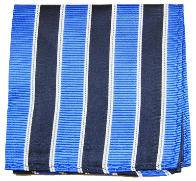 Blue and Navy Striped Silk Pocket Square Paul Malone  - Paul Malone.com