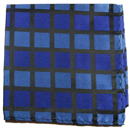 Royal Blue Checkered Silk Pocket Square Paul Malone Pocket Square - Paul Malone.com