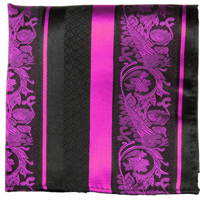 Hot Pink and Black Silk Pocket Square Paul Malone Pocket Square - Paul Malone.com