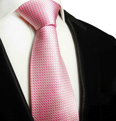 Pink Microchecked Silk Men's Necktie Set Paul Malone Ties - Paul Malone.com