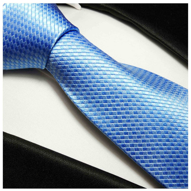 Blue Microchecked Silk Tie and Accessories in Silk Paul Malone Ties - Paul Malone.com