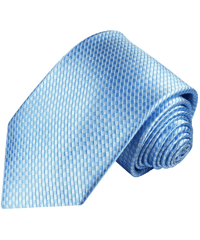 Solid Blue Microchecked Silk Necktie Paul Malone Ties - Paul Malone.com