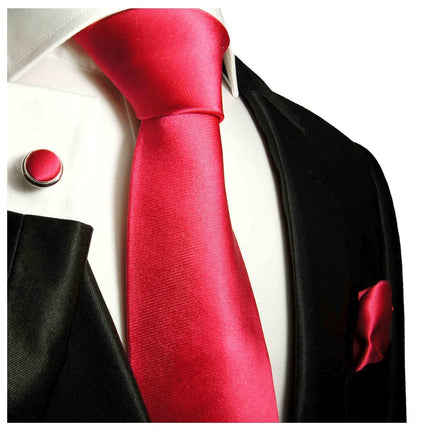 Solid Satin Hot Pink Silk Necktie Paul Malone Ties - Paul Malone.com