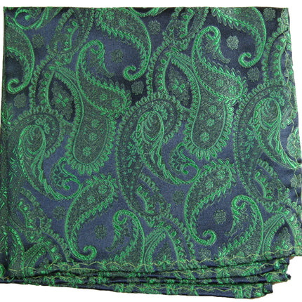 Emerald Green and Navy Pocket Square Paul Malone Pocket Square - Paul Malone.com