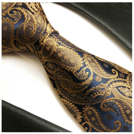 Bronze and Navy Silk Necktie Set by Paul Malone Paul Malone Ties - Paul Malone.com