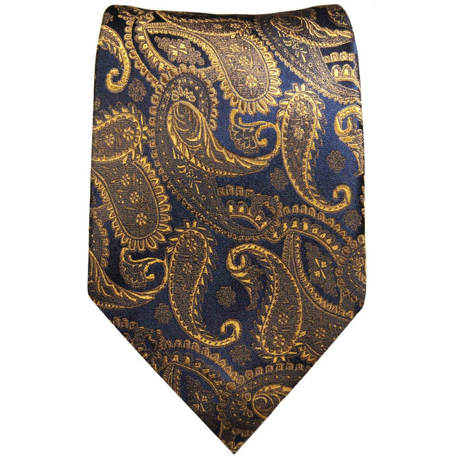 Bronze and Navy Silk Necktie Set by Paul Malone Paul Malone Ties - Paul Malone.com