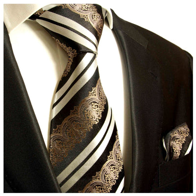 Bronze Baroque Silk Tie Set by Paul Malone Paul Malone Ties - Paul Malone.com