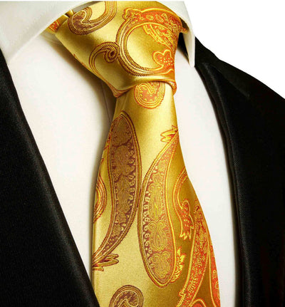 Gold Paisley Silk Necktie by Paul Malone Paul Malone Ties - Paul Malone.com