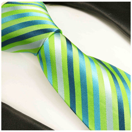 Green and Blue Striped Silk Tie and Accessories Paul Malone Ties - Paul Malone.com