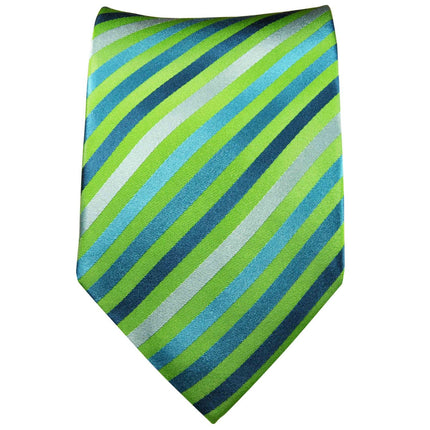 Green and Blue Striped Silk Tie and Accessories Paul Malone Ties - Paul Malone.com