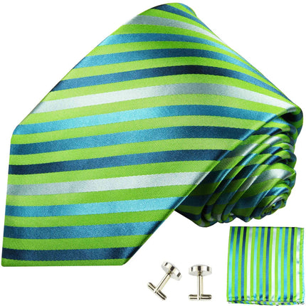 Green and Blue Striped Silk Tie and Accessories Paul Malone Ties - Paul Malone.com