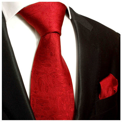 Red Paisley Formal Silk Necktie Set Paul Malone Ties - Paul Malone.com