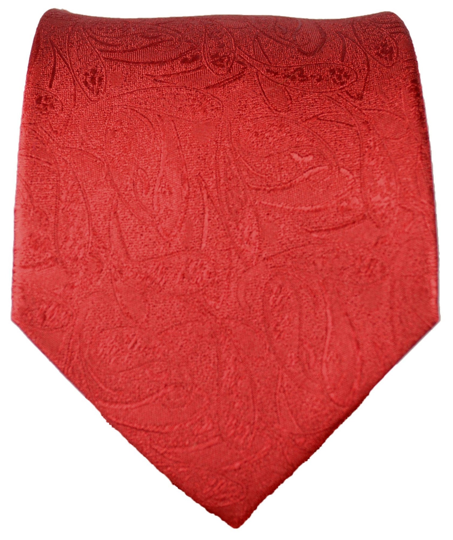 Red and Gold Paisley Silk Necktie by Paul Malone, Regular Tie (58In. x 3.25In.) / Red