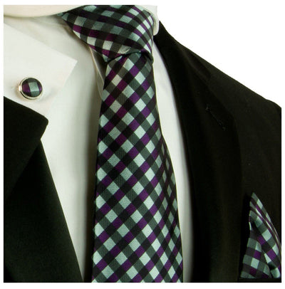 Turquoise and Purple Silk Tie and Accessories Paul Malone Ties - Paul Malone.com