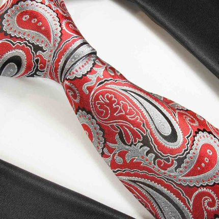 Red and Grey Paisley Silk Necktie Paul Malone Ties - Paul Malone.com