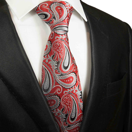 Red and Grey Paisley Silk Necktie Paul Malone Ties - Paul Malone.com