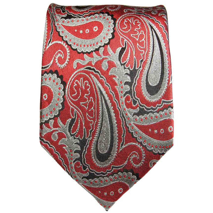 Red and Grey Paisley Silk Necktie Paul Malone Ties - Paul Malone.com