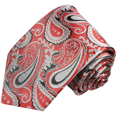 Red and Grey Paisley Silk Necktie Paul Malone Ties - Paul Malone.com