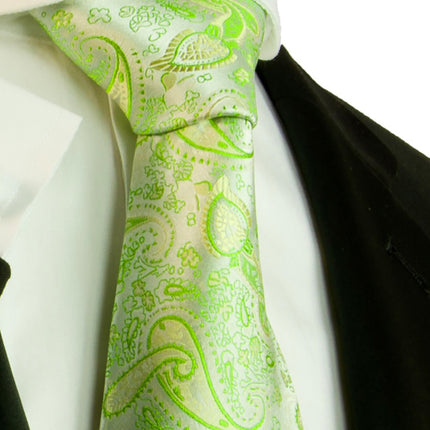 Summer Green Paisley Silk Necktie by Paul Malone Paul Malone Ties - Paul Malone.com