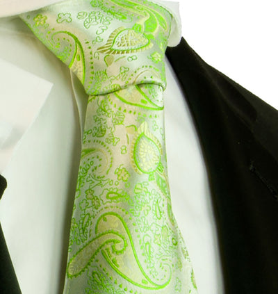 Summer Green Paisley Silk Necktie by Paul Malone Paul Malone Ties - Paul Malone.com