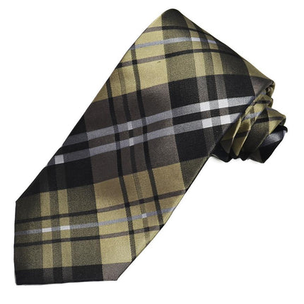 Brown Plaid Silk Tie and Accessories Paul Malone Ties - Paul Malone.com