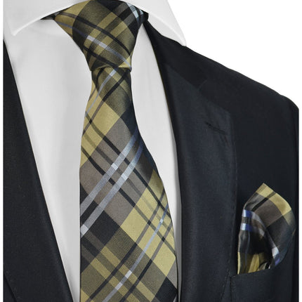 Brown Plaid Silk Tie and Accessories Paul Malone Ties - Paul Malone.com