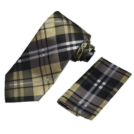 Brown Plaid Silk Tie and Accessories Paul Malone Ties - Paul Malone.com