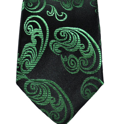 Emerald Green and Black Paisley Silk Necktie Paul Malone Ties - Paul Malone.com
